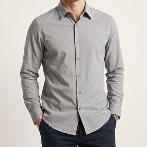 Banana Republic Men’s Large Gray Cotton Button Down Shirt Long Sleeve Textured L